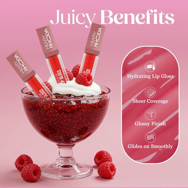 Hilary Rhoda Glass Glow Lip Gloss | Nourishing & Hydrating Lip Gloss | Sheer Coverage | High Shine | Juicy & Plump Lips | Glides on Smoothly | 5ml (Oh So Mauve - Shade 04) - Thumbnail 3